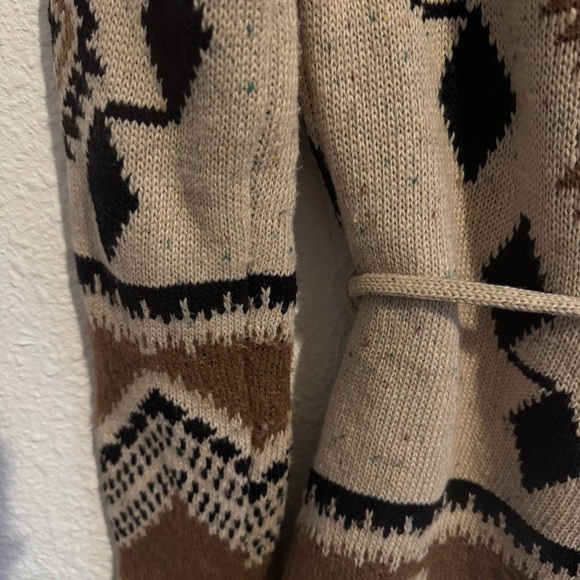 Lovestitch Tribal Boho Cardigan - Black Brown Beige Open Front Mohair Blend M - Picture 11 of 14